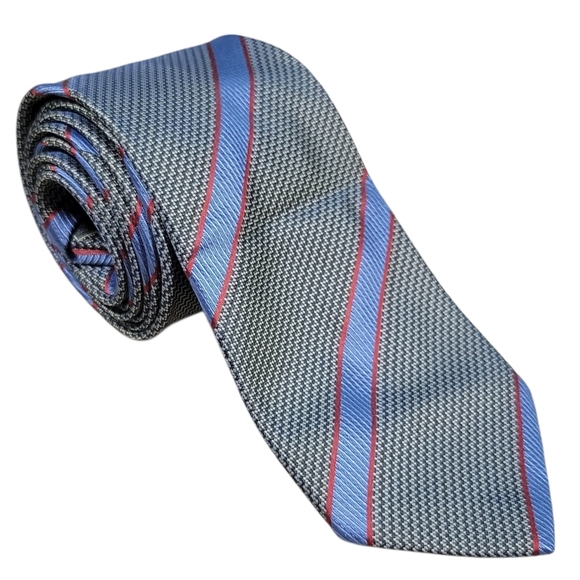 Brioni Tie Gray Blue Striped 100% Silk Mens Necktie Italian Handmade 59" Classic - Picture 1 of 7